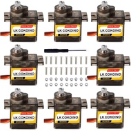 LK COKOINO 8Pcs Mg90s Micro Servo 9g Servo Motor Metal Gear for Raspberry Pi Project Arduino Arm Sma