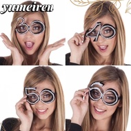 YUMEIREN Birthday Number Rhinestone Glasses, Number Design Rhinestone Party Sunglasses, Celebration 