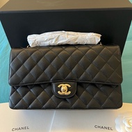 Chanel CF25 經典款/黑色荔枝牛皮