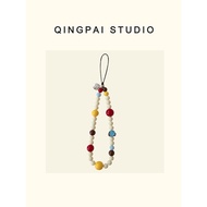 handphone sling strap handphone strap DIY Korean Girl's Heart Bead Chain Mobile Phone Lanyard