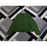 Unicolo Souffle Yarn Green Cardigan size L