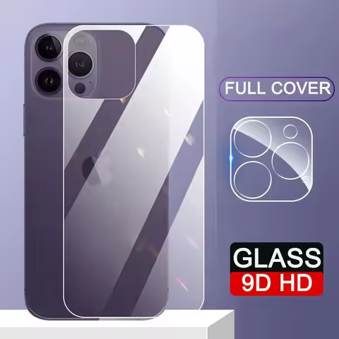 2 in 1 Rear Back 9H Tempered Glass + 3D Len Glass For iPhone 16 12 Pro Max 13 Mini 14 Plus Transpare