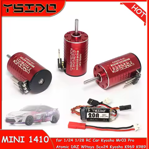 Mini 1410 V2 Brushless Motor w/ 20A ESC Combo Set for 1/24 1/28 RC Car Kyosho Mr03 Pro Atomic DRZ Wl