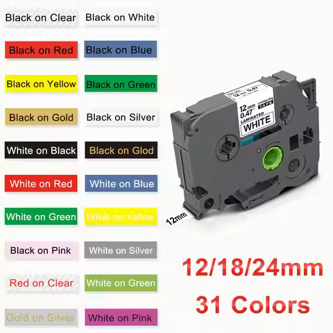 12/18/24mm 231 Label TZ231 TZ241 TZ251 Laminated Tape TZ 231 241 251 Ribbon Compatible for Brother P