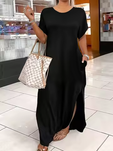 Plus Size Talla Grande Summer Long Dresses 2025 Casual Beach Maxi Loose Women's Dresses Comfortable