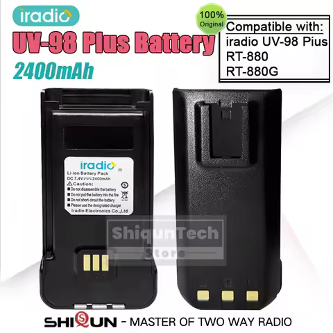 Iradio UV-98 Plus Battery 2400mAh Rechargable Replacement Li-ion Battery Pack RT-880 Walkie Talkie B