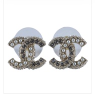 香奈兒 CHANEL CC LOGO 耳環 耳釘 C24V 水鑽雙C耳環 原廠盒子