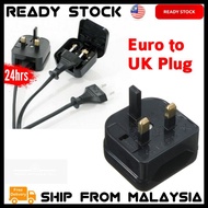 EU Euro 2 Pin To UK 3 Pin Travel Plug Adapter Power Socket Adaptor Converter 250V 2.5A