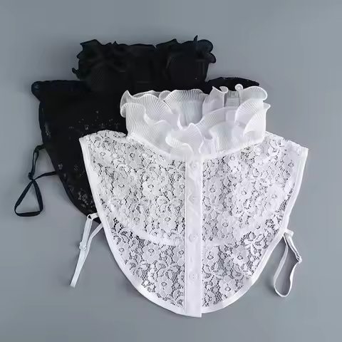 Detachable Ruffle Lace False Collar Sweater Shirt Decorative Fake Collar Women's Embroidery Blouse S