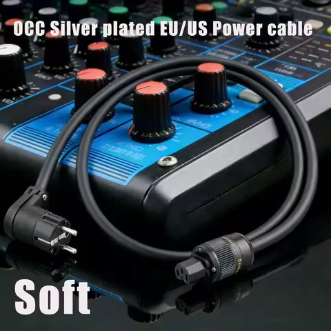 Hi-End 90degree Power Cord FP-314Ag OCC Silver plated EU/US Power cable AC power wire with rhodium p