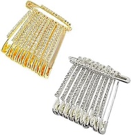 Golden and White Color Diamonds Design Safety Pin Saree Pin Set - 24 Pcs