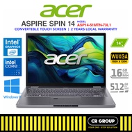 Acer Aspire Spin 14 ASP14-51MTN-73L1 - Intel Core 7-150U - Intel Graphics - 16GB DDR5 RAM - 512GB SSD (2Yrs Agent)