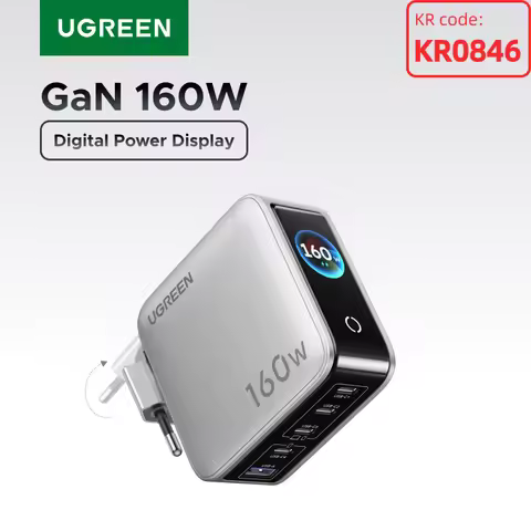 UGREEN 160W GaN Charger With Smart Display AVS PD 3.1 140W QC4.0 For MacbookPro Laptop iPhone 17 16 