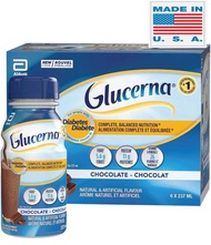 Made in USA GLUCERNA 6x237 mL Chocolate Balanced Nutritional Drink for Diabetes Meal Replacement Sha