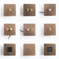 Customized Brass Switch,220V Vintage Toggle Wallpad Switch Brass Panel 1/2/3/4Gang 2Way Brass Wrench