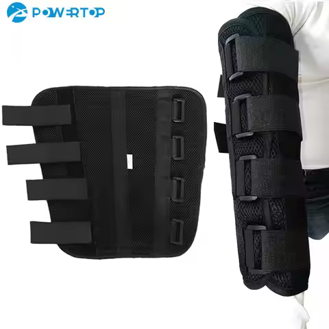 Arm Splint Brace Support Adjustable Elbow Joint Recovery Protect Band Belt Strap with 3 Fixed Steel 