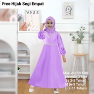 COD Baju Gamis Viral Anak Perempuan Maxi Aurora Kids Model Polos Brokat Remaja Tanggung Lengan Panja