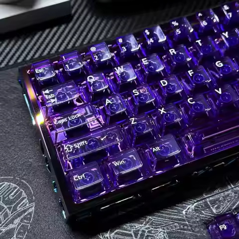 Purple Transparent Clear Keycaps Crystal Ceramic Pc Keycap Rgb Shine Through Key Cap Mda Profile For