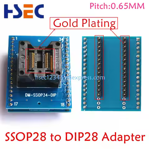 SSOP28 to DIP28 Adapter ic test Socket WIDE 0.65mm Pitch support SSOP20 SSOP24 SSOP8 adapter