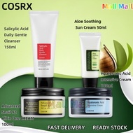COSRX Skin Care Salicylic Acid Daily Gentle Cleanser 150ml Deep Pore Cleansing / Aloe Soothing Sun Cream 50ml / Hyaluronic Acid Intensive Cream 100ml / Advanced Snail 92 All in One Cream 100ml for All Skin Types