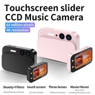 CCD Music Digital Camera 64MP 4K Multiple Filters Mini Slider Camera 3 Lens Touch Panel 16X Digital 