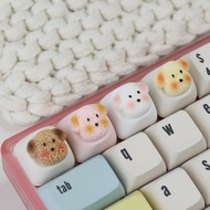 Cute coffee colored puppy keycaps, personalized mechanical keycaps, ESC cross axis resin keycaps