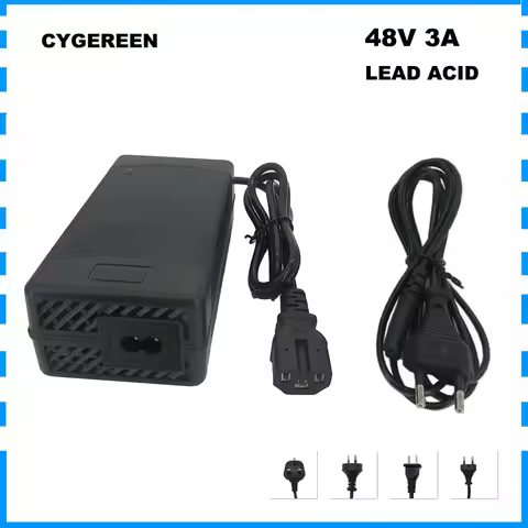 48V 3A Lead Acid Charger 48 Volt 20AH 15AH Battery Fast Charger with Fan 57.6V Output 180W Powerful 