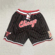BULLS Chicago Classic Sports Shorts, Thick Embroidered Basketball Pockets