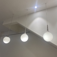 Lampu Gantung Minimalis Kaca Bulat Putih Cafe Restauran Hias 20 cm 25