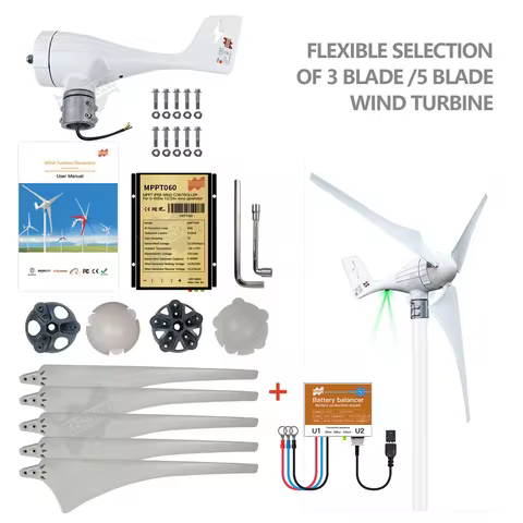 Highly Efficient600W 12V24V Household Wind Generator With MMPT Controller and Equalizer 3 Phase Smal
