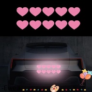 EWEA 10Pcs/ Set Car Heart PVC Decal, PVC 6*5cm / 2.3*1.9 Inches Pink Heart Reflective Stickers, Pink Heart Shape Motorcycle Bicycle Bumper Sticker for Car Window Decals