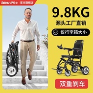 Shulens Electric Wheelchair Foldable Wheelchair for the Elderly Ultra-Light Portable Intelligent Automatic Wheelchair for the Disabled