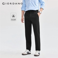 GIORDANO Men Pants Mid Rise Fleece-Lined Smooth Pants Multi-Pocket Solid Color Simple Fashion Casual