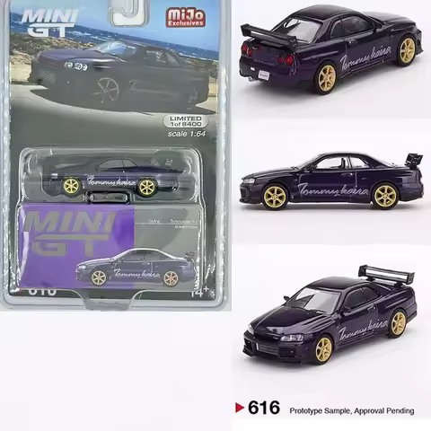 MINIGT 616 1:64 Skyline GT-R R34 Nissan Midnight Purple Car Model Collection Miniature Diecast Diora