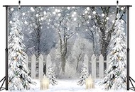 AIIKES 8X6FT Winter Photography Backdrop Glitter White Snow Forest Pine Tree Backdrop Christmas Holiday Party Decor Banner Kids Portrait Photo Studio Props 12-621