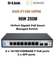 D-Link DGS-F1100-10PSE 8-Port Gigabit PoE+ Switch with 2 SFP Ports – Silent Energy-Saving & Secure N