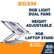 GXM RGB Laptop Stand Dual Fans Strong Winds Height Adjustable Sleek Design 180° Foldable Design Laptop Stand with Fan