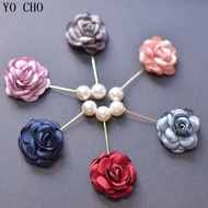 YO CHO Corsage Women Brooch Pin Wedding Corsage Boutonniere for Groom Bridesmaid Flower Camellia But