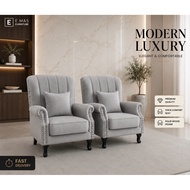 Modern Wingback Accent Chair with Nailhead Trim 1+1 Wing chairs