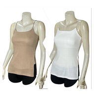 Sns319 Camisole Spaghetti Strap Long Side Slit Ribbed Fabric Rib1x1