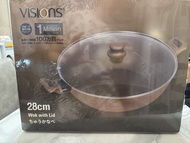 【全新有盒】VISIONS 28cm 中式炒鍋連蓋