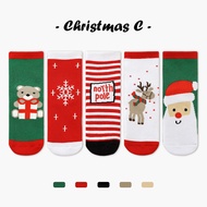 LJMOFA 5 Pairs 1-12 Yrs Old Kids Christmas Socks Winter Thicken and Terry Cartoon Socks Breathable C
