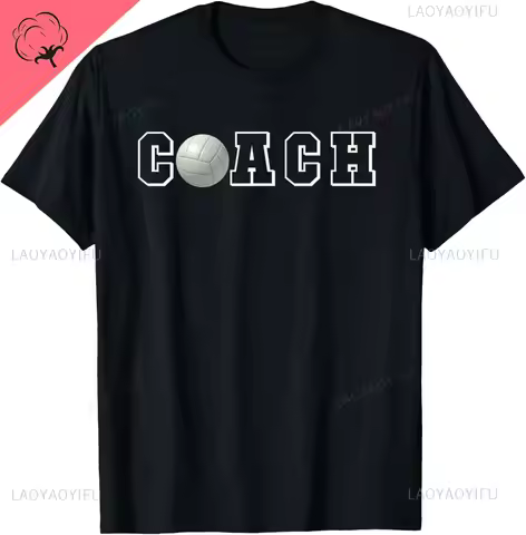 Volleyball Coach T-Shirt Cotton Unisex Summer Streetwear Tops Custom Printed Graphic T Shirts Custom