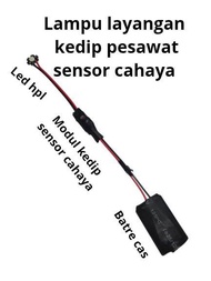 Lampu layangan kedip pesawat sensor cahaya LED HPL modul sensor kedip baterai cas
