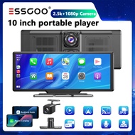 ESSGOO Carplay 2.5K & 1080P Dual Record  Dash Cam WIFI Carplay Android Auto 10.26 "Portable Car Play