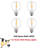 Qimedo G40 Replacement Light Bulbs Solar Light Bulbs IP65 Waterproof LED Light Bulb E12 Base Dimmabl