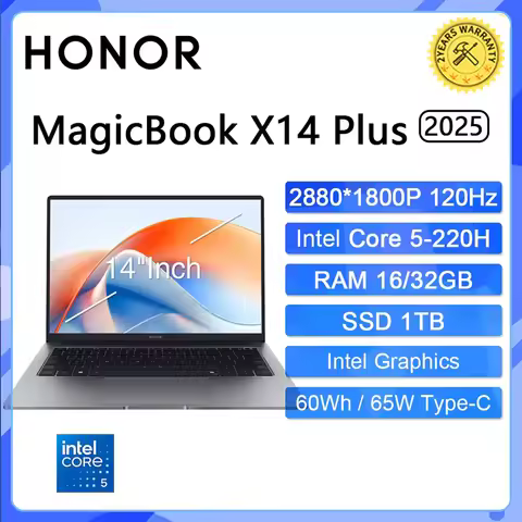 HONOR New Laptop MagicBook X14 Plus 2025 14"Inch 2.8K 120Hz Intel Core-5 220H RAM 16/32GB SSD 1TB No