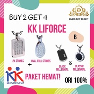 promo! buy 2 get 4 kalung kk liforce 24 stones + oval / ori 100% - paket b