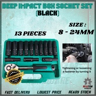 DEEP IMPACT BOX SOCKET SET (BLACK) -1/2'' -13PCS -8~24MM (GREEN BOX)