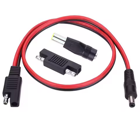 DC 5.5mm x 2.1mm Male To SAE Plug Cables with SAE Polarity Reverse & DC 8mm Adapter for Automotive R